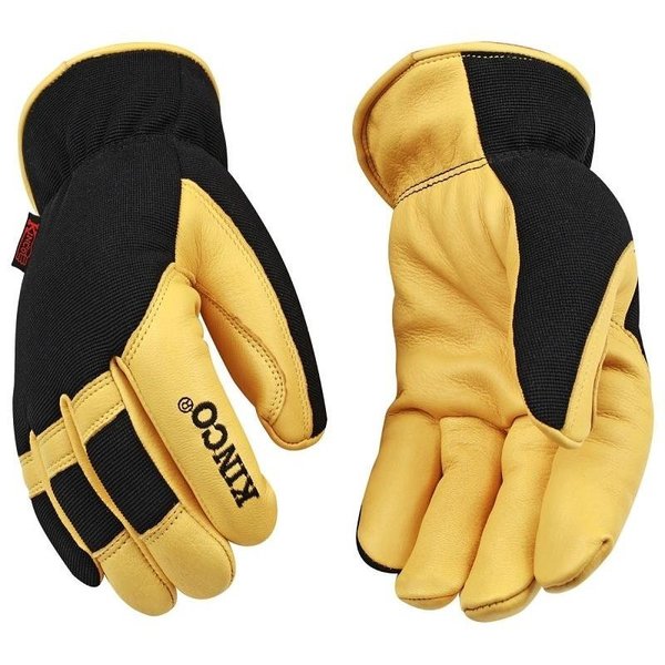 Kincopro Safety Gloves, Men's, M, Wing Thumb, Shirred Elastic Wrist Cuff, PolyesterSpandex Back, Gold 101HK-M